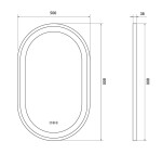 CERSANIT - Zrcadlo CREA II LED 50x80 ČERNÉ MATNÉ OVAL S1058-034
