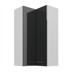 Horní rohová skříňka Lara 60x60 GN-108 2F (90°) Barva korpusu: Bílá, Barva dvířek: Šedý lesk