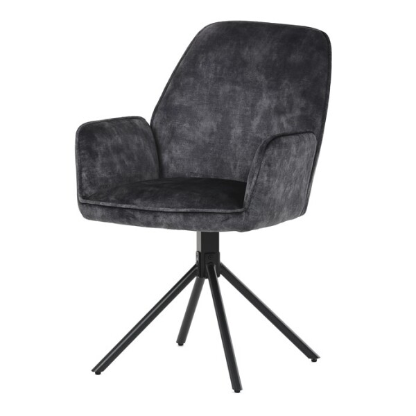 Židle jídelní a konferenční, černá látka v dekoru žíhaného sametu, kovové černé nohy