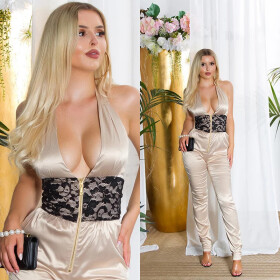 Sexy kombinéza 18549 se šněrováním - Koucla červená S