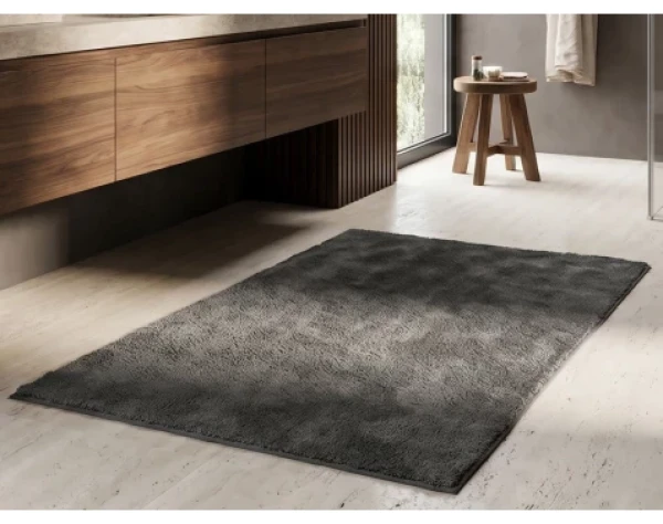 Koupelnová předložka 50x80 cm, antracitová, sherpa fleece
