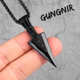 Pánský ocelový náhrdelník Ódinovo kopí GUNGNIR - Black, Černá 60 cm