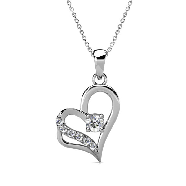 Elenys pozlacený náhrdelník Swarovski® Srdce 18K bílé zlato