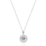 Stříbrný dvojitý náhrdelník Cristy 1 ct MOISSANITE + CERTIFIKÁT, Stříbrná 40 cm + 5 cm (prodloužení) certifikát GRA, hadřík na čištění stříbra, dárková krabička