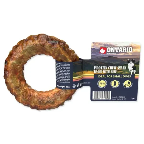 Ontario Protein žvýkací pamlsek bagel s hovězím 8,9cm (214-56058)