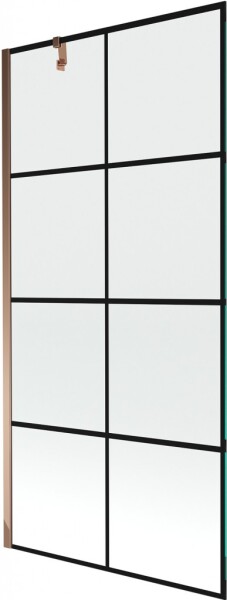 MEXEN/S - Next vanová zástěna FIX 90x150, černý dekor, růžové zlato 895-090-000-00-77-60