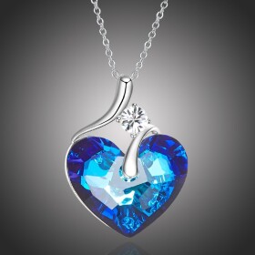 Exkluzivní náhrdelník Swarovski Elements Lily Blue - srdce, Modrá 40 cm + 5 cm (prodloužení)