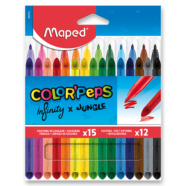 Maped Color'Peps Infinity sada 15 ks bezdřevých pastelek + 12 fixů