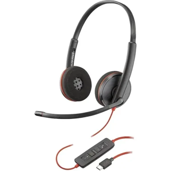 Poly Blackwire C3220 černá / Náhlavní souprava / mikrofon / dvě sluchátka / USB-C (80S07A6)