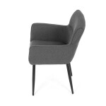 Židle jídelní, snadno čistitelná šedá látka, černý matný lak, kovové nohy