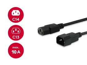 Equip C14-C13 černá / Prodlužovací napájecí kabel / 3 m / 250 V / 10 A (112101)
