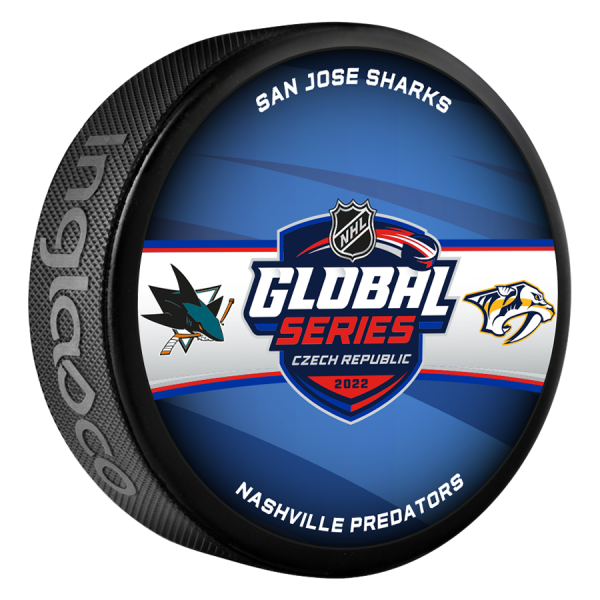 Inglasco / Sherwood Puk Global Series 2022 Czech Republic Dueling Logo San Jose Sharks vs Nashville Predators