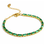 Náramek se zelenými zirkony Eugenia - tennis náramek, Zlatá 16 cm + 5 cm (prodloužení)