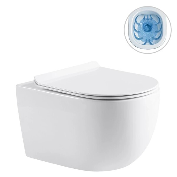 CERANO WC závěsné Felci, Rimless + Slim/UF sedátko - bílá lesklá - 53x37 cm