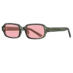VeyRey Hranaté sluneční brýle Nonmock zelená obruba růžová skla (8596545422619)