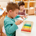 Mamido Montessori Hudební box XXL 4v1 13ks Xylofon Tamburína Harmonika děti 1-2 roky