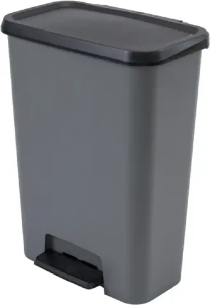 CURVER Odpadkový koš Compatta šedý / Pedálové otevírání / 50 l / Tiché zavírání víka (249810)