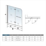 H K - Vanová zástěna S22H 120x140 - dvoudílná sklopná, čiré sklo SE-S22H-12