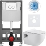 CERANO - Kompletní WC set Basic/Dure - bílá lesklá - WC tlačítko Dualo/Bílá - volně stojící - předstěnová instalace - 51x35 CER-8050BD85907