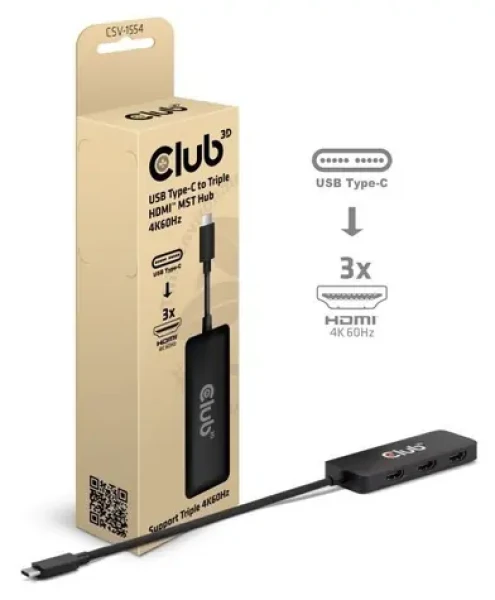 Club3D CSV-1554 černá / Hub MST / USB-C / 3x HDMI / 8K 30Hz / 4K 60Hz (CSV-1554)