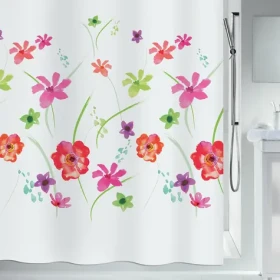 SPIRELLA Sprchový závěs FLOWER Meadow bílý / Motiv květin / Polyester / 180 x 200 cm