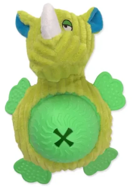 HAVE A PET Plyšová hračka pro psy Snacky nosorožec zelená / pískací / 21 cm / guma, plyš (854-344692)