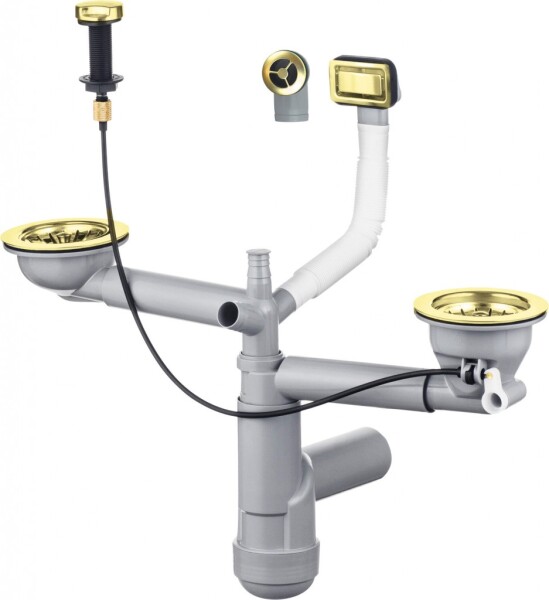 DEANTE - Sifon zlato - Náhradní sifonová sada, 1.5 - and 2 - bowl ZXY_Z912