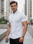 Pánská košile slim fit s krátkým rukávem, bílá, FashionStreet KX1094 XXL
