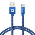 Swissten 71522208 USB 2.0, zástrčka A - zástrčka micro B, opletený, 1,2m, modrý