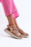 Lehké dámské pohodlné sandály na suchý zip Béžová Ceclea