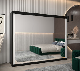Šatní skříň Abi T3 Barva korpusu: Černá, Rozměry: 250 cm, Dveře: Bílá