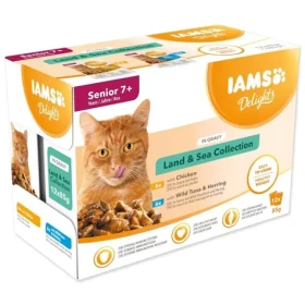 IAMS Delights Senior Land Sea Collection v omáčce / Kapsičky pro kočky / 12x85 g / pro starší kočky od 7 let (173-150171)