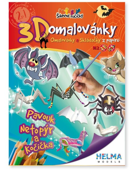 3D omalovánky Pavouk, Netopýr a kočička