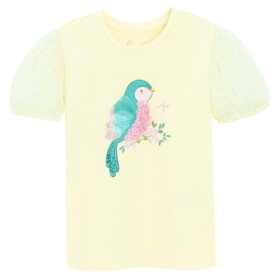 Tričko s krátkým rukávem s ptáčkem -žluté - 98 YELLOW