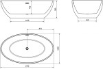 MEXEN/S - Nike volně stojící vana 175 x 100, bílá/černá, sifon a přepad bílá 54071751075-20