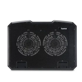 Hama chladicí stojan pro notebook Black Metal černá / 2 ventilátory / naklápěcí / modré podsvícení / tichý (126806)