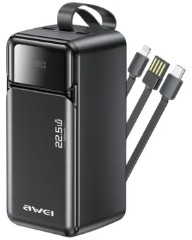 Awei PA-107 černá / Powerbanka / 50000mAh / PD 22,5W / 3x USB (PA-107)
