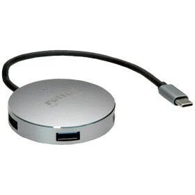 Roline 4 porty USB kombinovaný hub šedá
