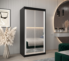 Šatní skříň Abi T3 Barva korpusu: Černá, Rozměry: 100 cm, Dveře: Bílá