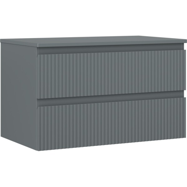 MEXEN/S - Rivel koupelnová skříňka pod umyvadlo 80 cm s deskou, 2 zásuvky, reliéf , grafit mat 91A20-08047-2-BFFC66