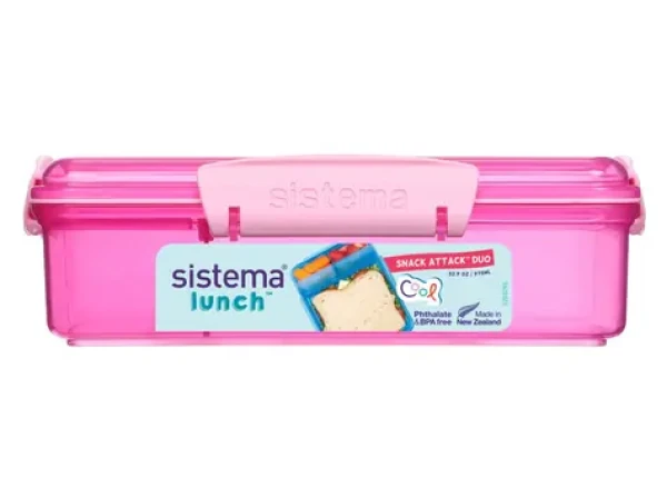 Sistema Lunch Krabička na svačinu s 2 oddělenými přihrádkami 975 ml růžová (8592001419414)