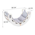 PLUSH NEST PLUSH NEST Dřevěné houpátko Mini 4v1 se stěnou na lezení, skluzavkou a polštářem (světle šedé / bílé)
