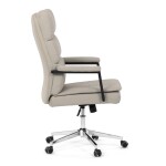 Křeslo kancelářské, béžová ekokůže, kříž kov chromový, houpací mechanismus, čalouněné područky