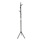 Věšák stojanový, výška 179 cm, kovová konstrukce, černý matný lak, nosnost 6 kg