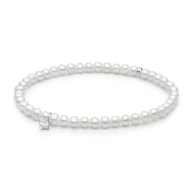 Perlový náramek Agnes - pravé perly, stříbro 925/1000, 17 cm Bílá