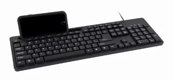 Gembird KB-UM-108 černá / multimediální drátová klávesnice / USB-A / US layout / držák telefonu (KB-UM-108)