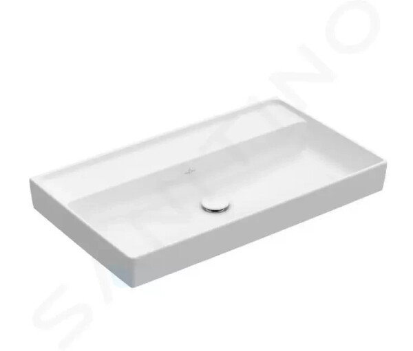 VILLEROY & BOCH - Collaro Umyvadlo nábytkové 800x470 mm, bez přepadu, bez otvoru pro baterii, CeramicPlus, Stone White 4A3383RW