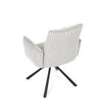 Židle jídelní, krémová manšestrová látka, 360° vratný mechanismus, černý kov