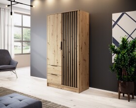 FRONTI Šatní skříň NELLY 2D bez zrcadla dub artisan + černá 13193