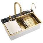 REA - Multifunkční ocelový dřez 10 v 1 Alonzo Brush Gold ZLE-06419